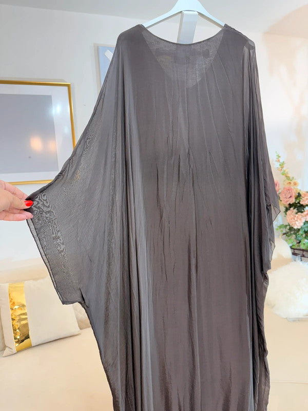 Vestito lungo in seta e viscosa con sottoveste – oversize fluido Made in Italy