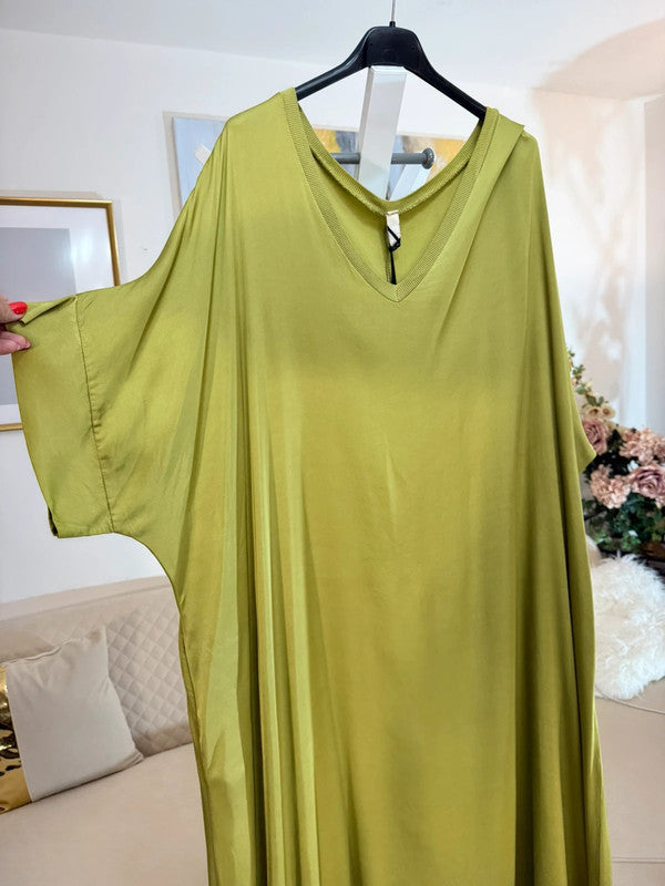 Vestito oversize fluido in viscosa verde lime