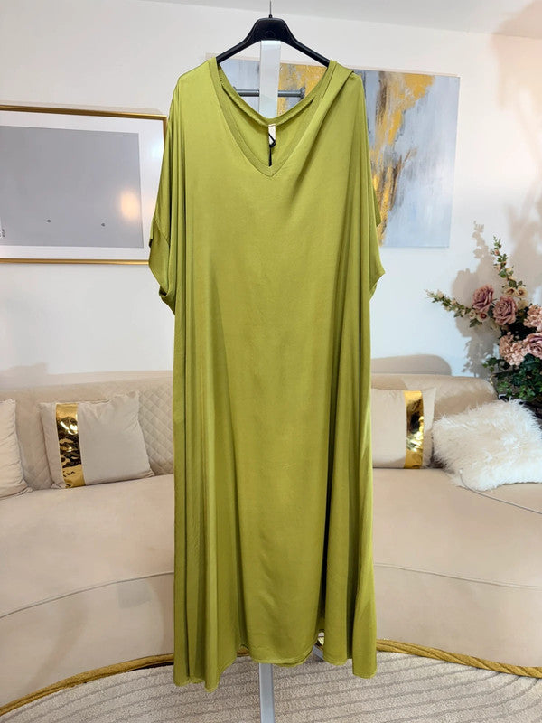 Vestito oversize fluido in viscosa verde lime