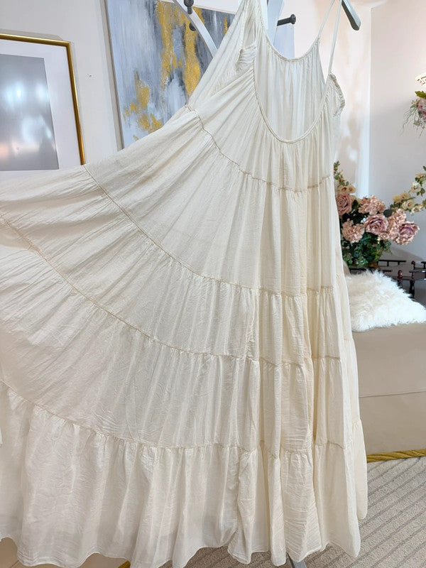 Vestito lungo color panna in cotone leggero Made in Italy 🤍