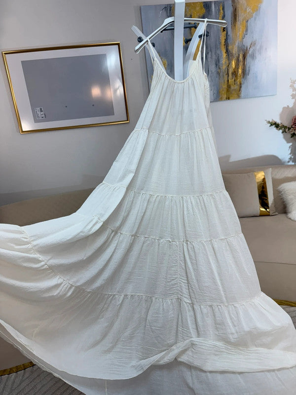 Vestito lungo color panna in cotone leggero Made in Italy 🤍