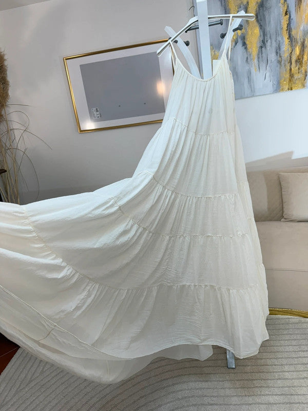 Vestito lungo color panna in cotone leggero Made in Italy 🤍