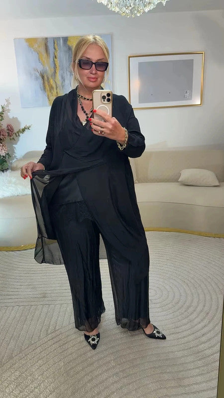 Tunica nera oversize fluida elegante curvy