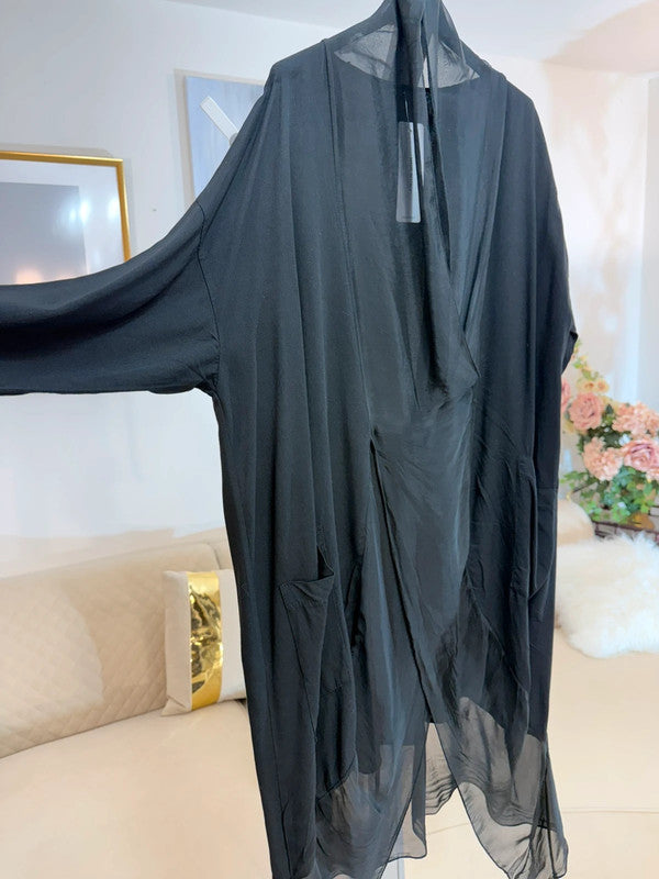 Tunica nera oversize fluida elegante curvy