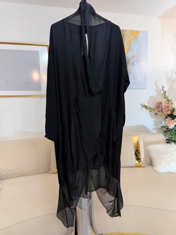 Tunica nera oversize fluida elegante curvy