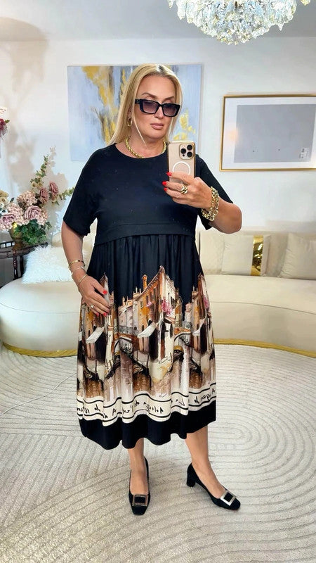 Vestito oversize con stampa artistica Venezia 🖤 Made in Italy