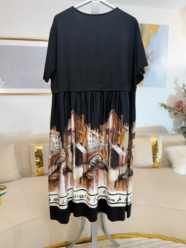 Vestito oversize con stampa artistica Venezia 🖤 Made in Italy