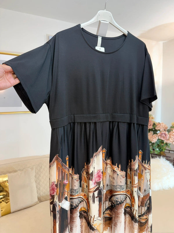 Vestito oversize con stampa artistica Venezia 🖤 Made in Italy