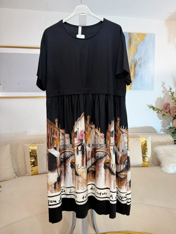 Vestito oversize con stampa artistica Venezia 🖤 Made in Italy