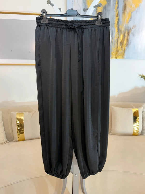 Pantaloni harem satinati oversize Made in Italy