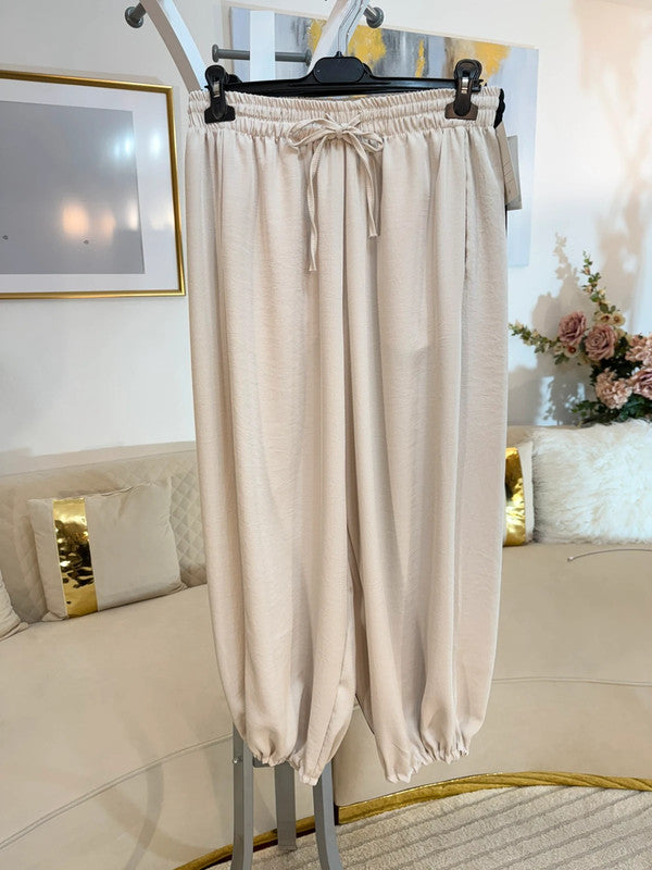 Pantaloni harem satinati oversize Made in Italy