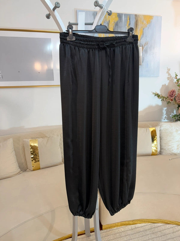 Pantaloni harem satinati oversize Made in Italy