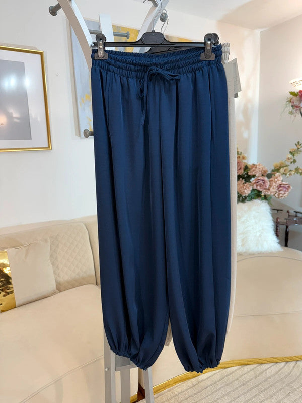 Pantaloni harem satinati oversize Made in Italy