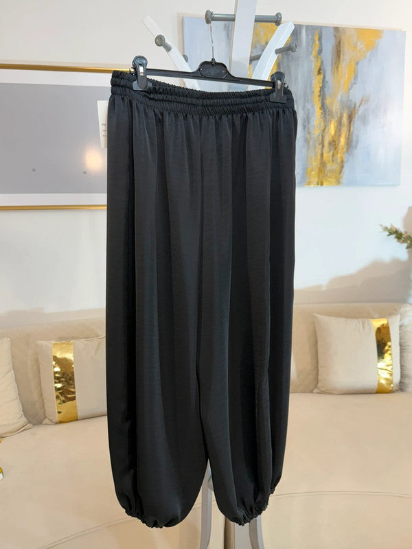 Pantaloni harem satinati oversize Made in Italy