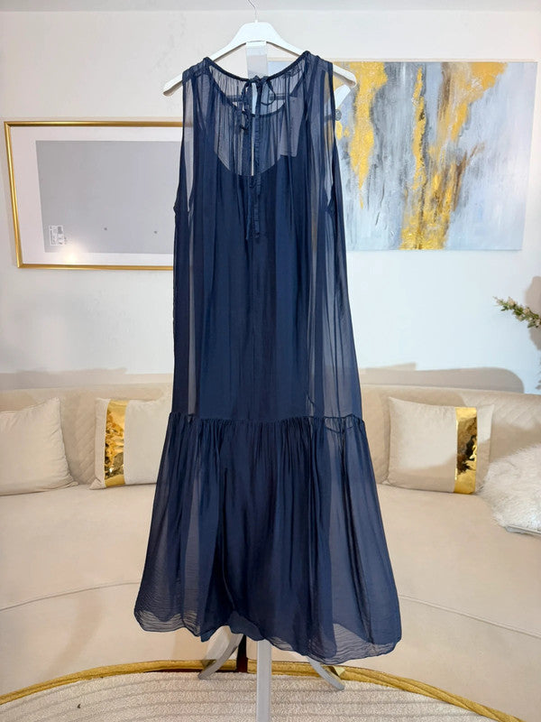 Vestito lungo in chiffon doppio strato Made in Italy