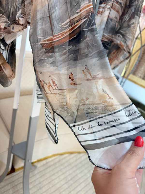 Blusa kimono artistica in tonalità fumo 🖤