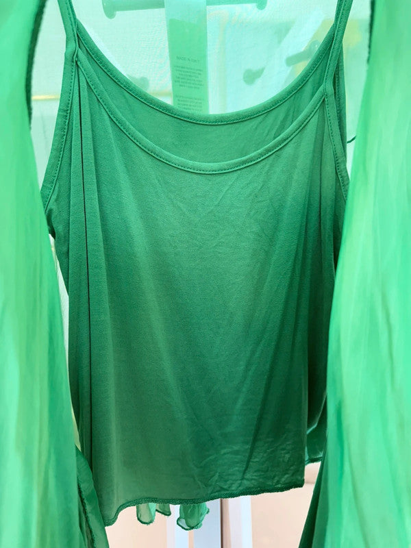 Blusa chiffon verde smeraldo oversize maniche fluide Made in Italy