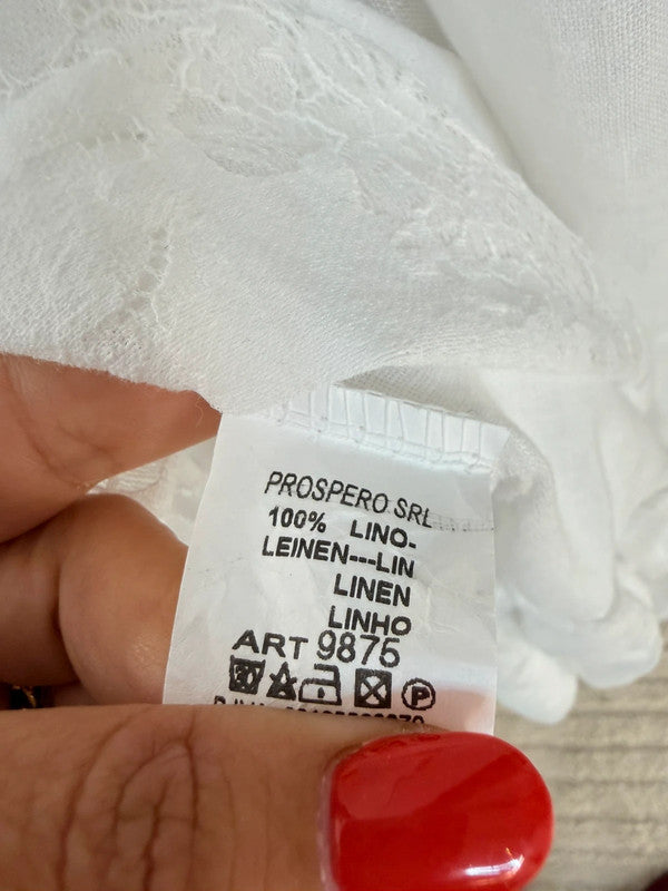 Vestito romantico in lino bianco con pizzo Made in Italy 🤍