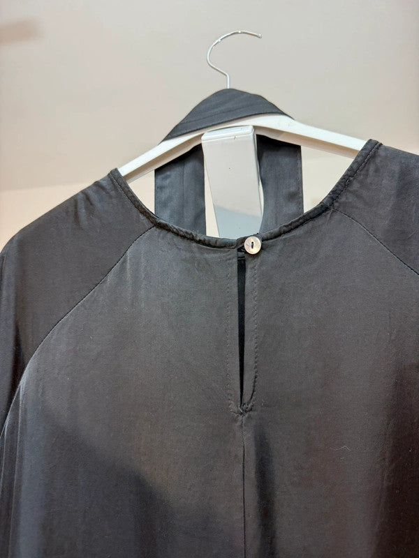 Vestito lungo viscosa nero con cintura