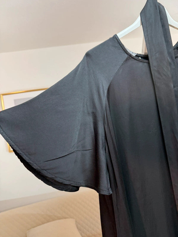 Vestito lungo viscosa nero con cintura