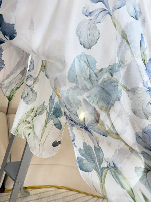 Blusa kimono floreale in seta e viscosa 🌸