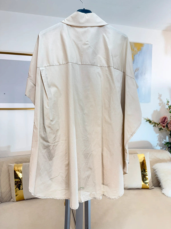 🤍 Camicia oversize beige con strass Made in Italy