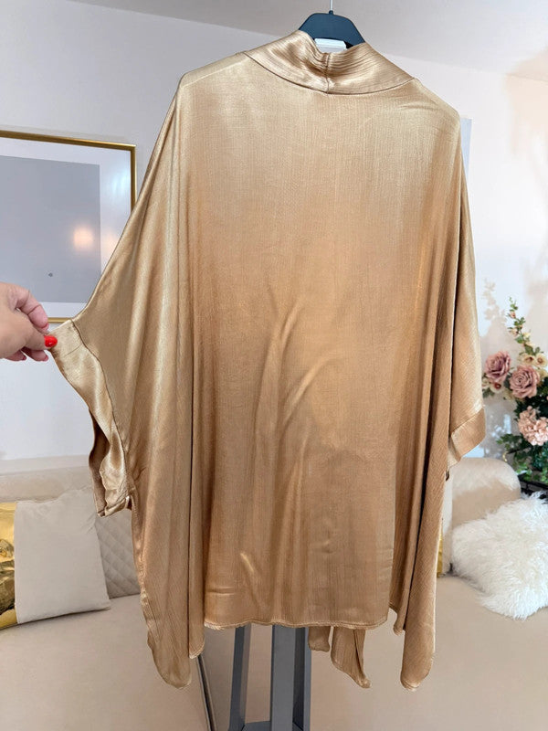 Kimono coprispalle oversize satinato oro