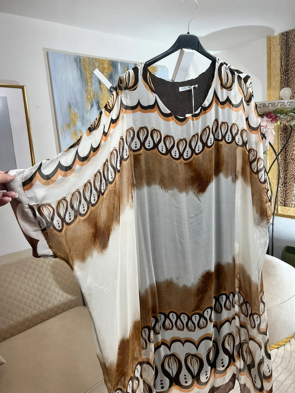 Vestito kaftano boho fantasia panna e moka 🤎