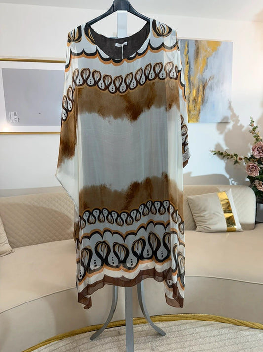 Vestito kaftano boho fantasia panna e moka 🤎