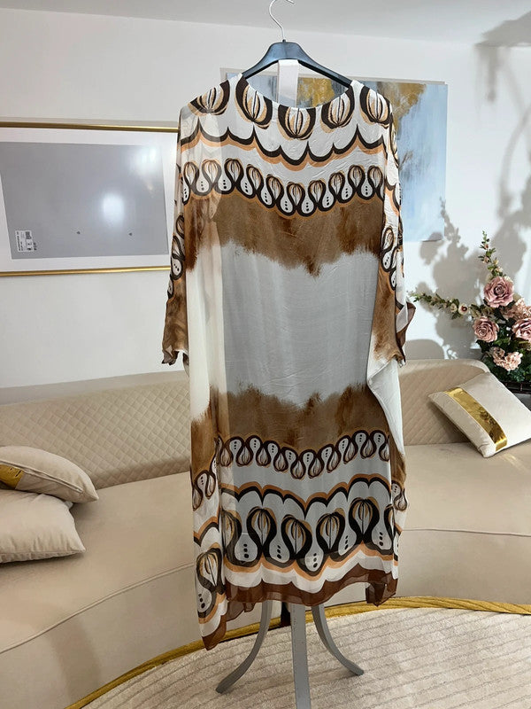 Vestito kaftano boho fantasia panna e moka 🤎