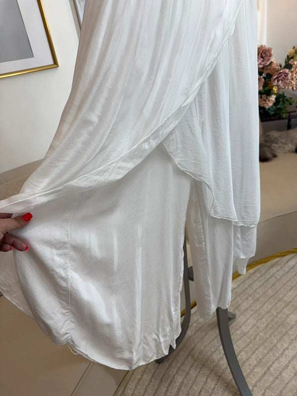 Pantaloni alla turca in seta e viscosa bianchi 🤍
