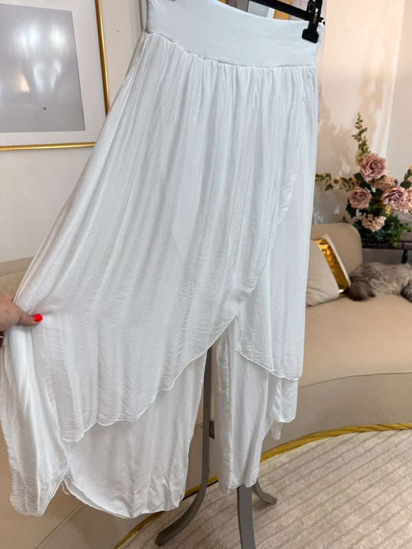 Pantaloni alla turca in seta e viscosa bianchi 🤍