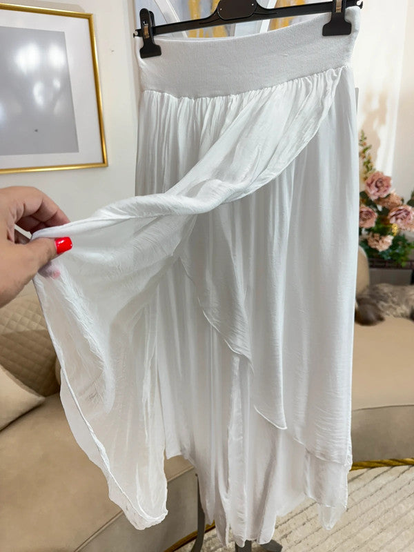 Pantaloni alla turca in seta e viscosa bianchi 🤍