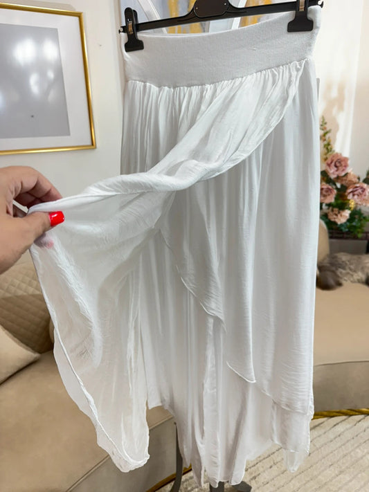 Pantaloni alla turca in seta e viscosa bianchi 🤍