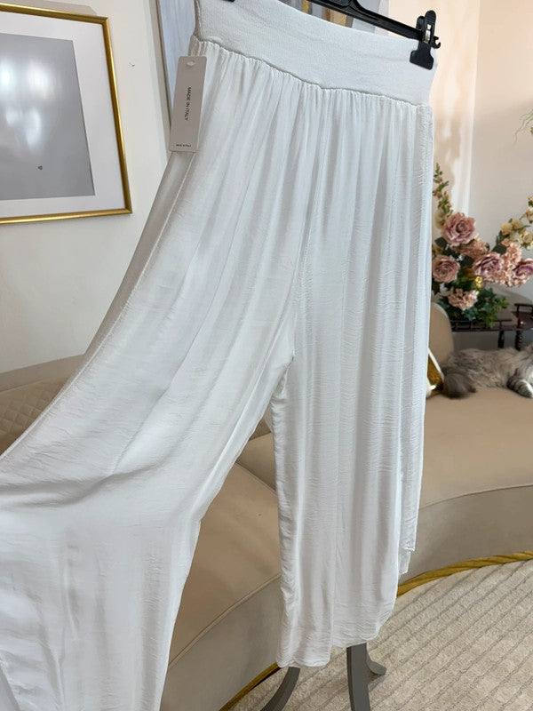 Pantaloni alla turca in seta e viscosa bianchi 🤍