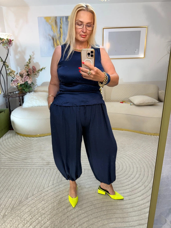 Pantaloni harem blu fluido 💙