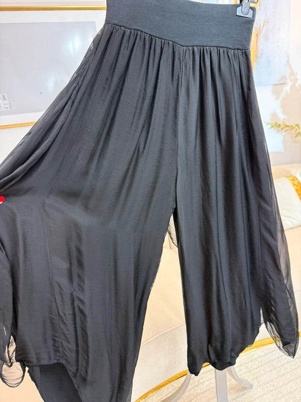 Pantaloni alla turca in seta e viscosa neri 🖤