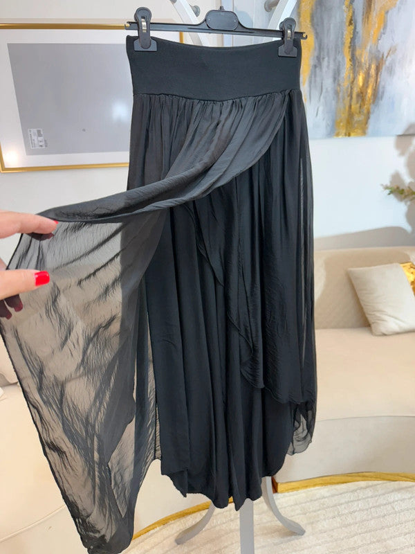 Pantaloni alla turca in seta e viscosa neri 🖤