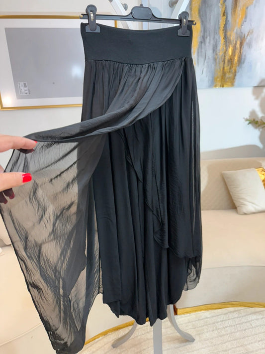 Pantaloni alla turca in seta e viscosa neri 🖤