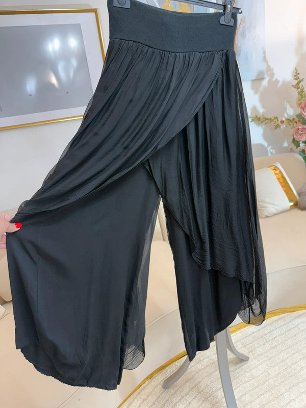 Pantaloni alla turca in seta e viscosa neri 🖤