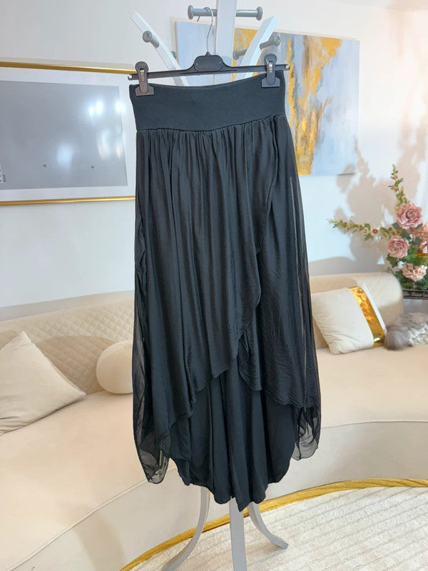 Pantaloni alla turca in seta e viscosa neri 🖤