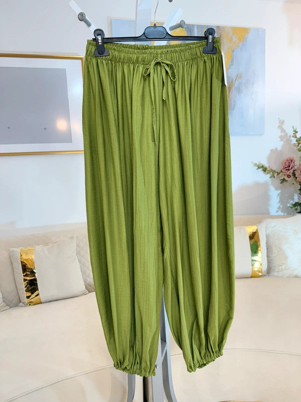 Pantaloni ampi verde oliva fluido 💚