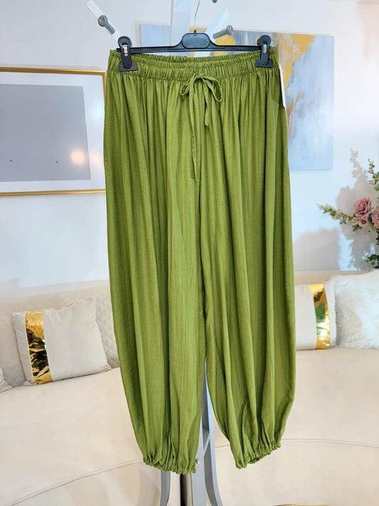 Pantaloni ampi verde oliva fluido 💚
