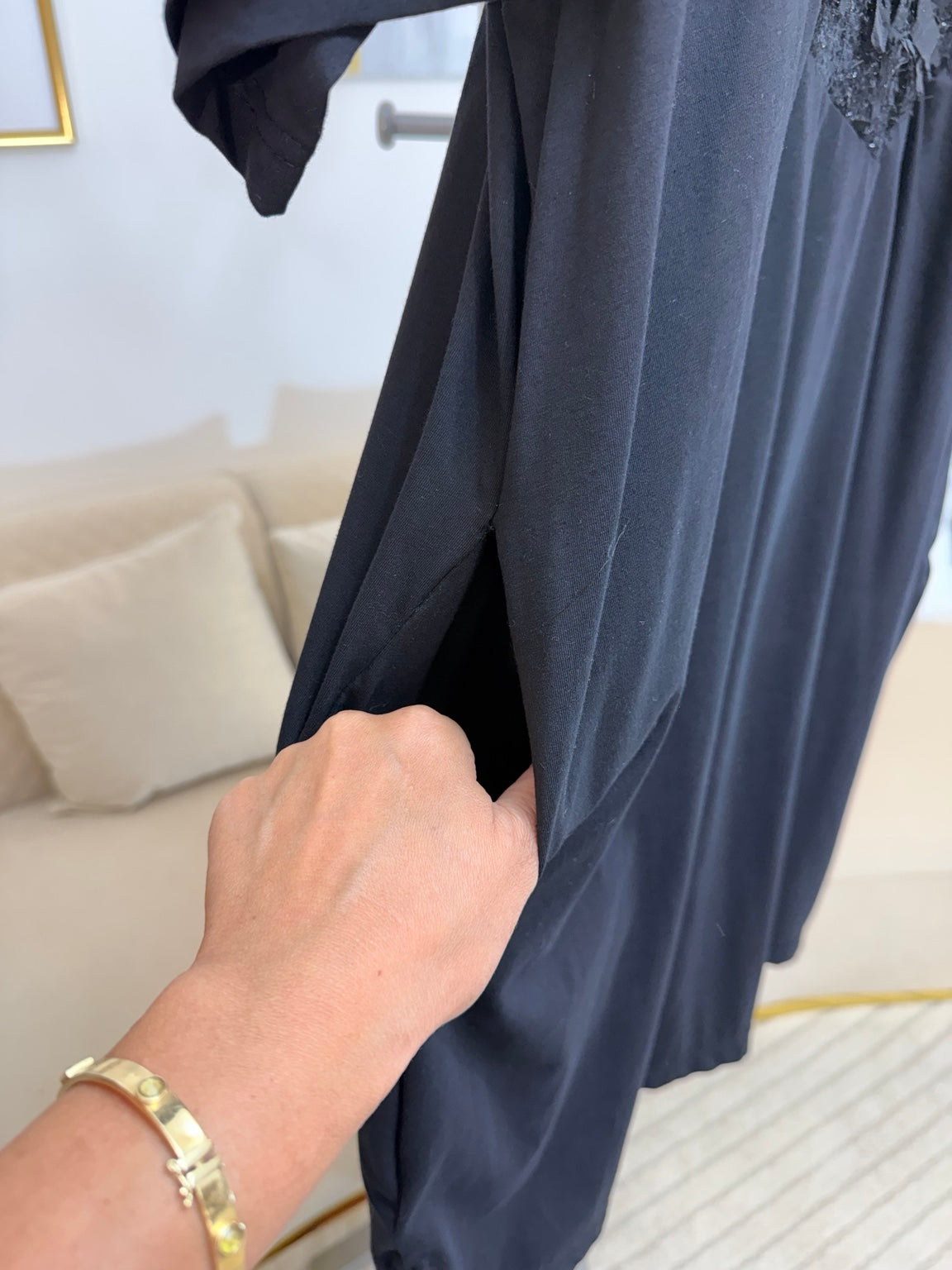 Abito nero curvy oversize 2XL con tasca laterale